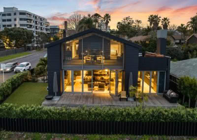 elevated view of side of house lighting